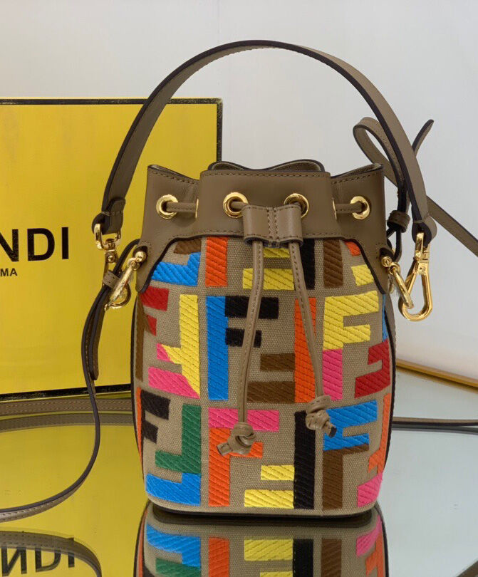 Fendi Mon Tresor Multicolor FF Canvas Mini Bag 8BS010 Polychrome